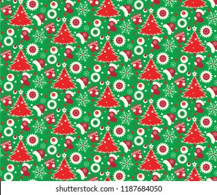 Seamless pattern from the main New Year elements.