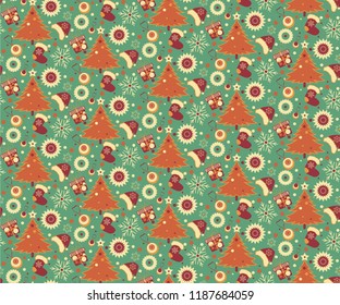 Seamless pattern from the main New Year elements.