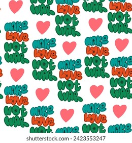 seamless pattern with make love not war in flat style in vector.love in graffiti style. template for background, wallpaper, textile, print, wrapping