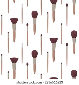 Seamless pattern with makeup brushes. vector illustration