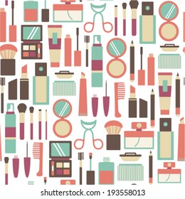 seamless pattern with makeup icons