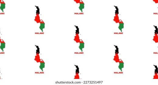 Seamless pattern  of malaawi country  map  in malawi flag  colors.  With the  caption of the  name of the country "MALAWI".