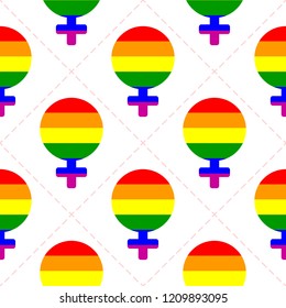 Seamless pattern with male and female rainbow gay symbols for your design