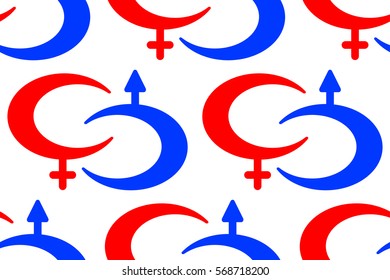 Seamless pattern of the male and female symbols
