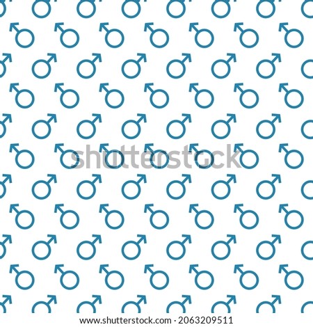 Seamless pattern male gender icon. Flat design vector illustration isolated on white background.