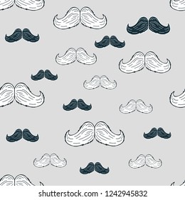 seamless pattern of male mustache and beard, suitable for decorating barbershop, business cards, salons, salon advertising