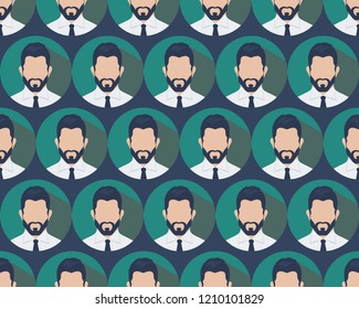 Seamless pattern man, businessman background, abstract crowd of employees. Vector illustration