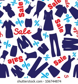 Seamless pattern with man and woman garments for sale time