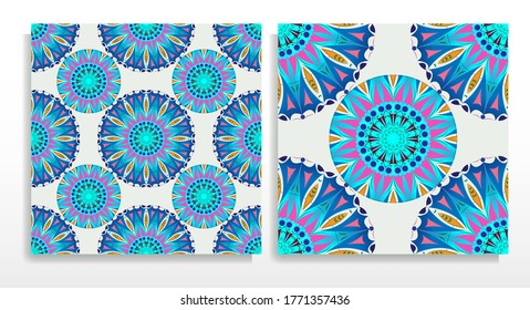 A seamless pattern of mandala art, with colors, red, yellow, green and many other warrants, Ornament Traditional, Ethnic, Turkish, Indian motifs. Great for fabrics and textiles, wallpapers,