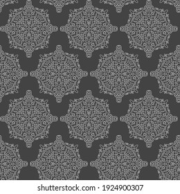 Seamless pattern. Mandala art illustration ornament. Vector hand drawn, line art. In the style of a lace pattern.  For paper, wallpaper, fabric.