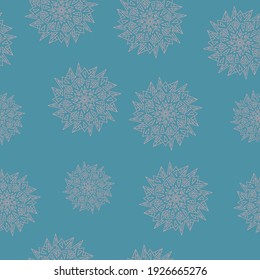 Seamless pattern. Mandala art illustration ornament. Vector hand drawn, line art. In the style of a lace pattern.  For paper, wallpaper, fabric.