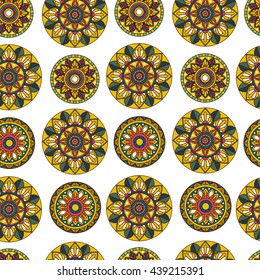 Seamless Pattern with Mandala/ Background with Indian motifs