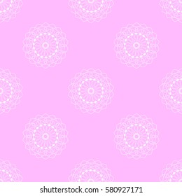 seamless pattern, mandala, beautiful white pattern on a pink background, vector illustration