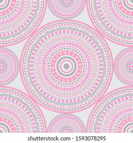 Seamless pattern with mandala. Design element for art. Seamless multicolor pattern with oriental mandalas. Hippie mandala pattern. Kaleidoscope elements. Fabric, wallpaper or wrap print. Indian motifs