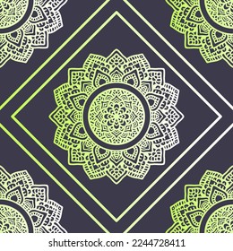 Seamless pattern mandala. Digital hand drawn mandala design. Perfect for printing on fabric or paper.