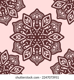 Seamless pattern mandala. Digital hand drawn mandala design. Perfect for printing on fabric or paper.