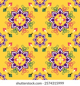Seamless pattern with mandala, mandala fabric pattern ornament. Traditional Arabic, Indian motifs. Great for fabric and textile, wallpaper, packaging or any desired idea.