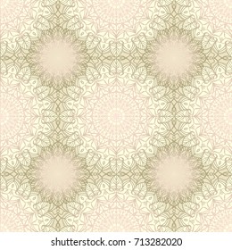 Seamless pattern with mandala motif, hand drawn ornament