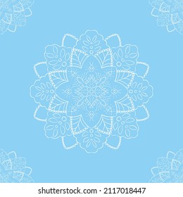 Seamless Pattern with Mandala on Blue Background Yoga Meditation Concept Pattern on Tiles