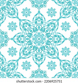 Patrón sin foco con adorno de mandala. Motivos tradicionales árabes e indios. Ideal para tejidos y textiles, papel pintado, embalaje o cualquier idea deseada.