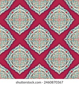 Seamless pattern with mandala ornament. Traditional Arabic, Indian motifs. Great for fabric and textile, wallpaper, packaging or any desired idea.