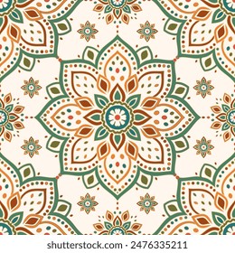 Seamless pattern with mandala ornament. Traditional Arabic, Indian motifs. Great for fabric and textile, wallpaper, packaging or any desired idea.