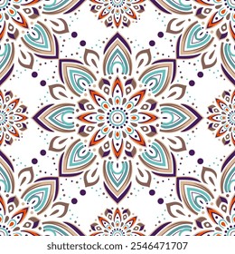 Patrón sin fisuras con adorno de mandala. Motivos tradicionales árabes e indios. Ideal para la tela y la materia textil, el Fondo de pantalla, el embalaje o cualquier idea deseada.