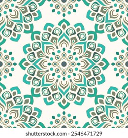 Nahtloses Muster mit Mandala-Ornament. Traditionelle arabische, indische Motive. Ideal für Stoff und Textilien, Tapeten, Verpackungen oder jede gewünschte Idee.