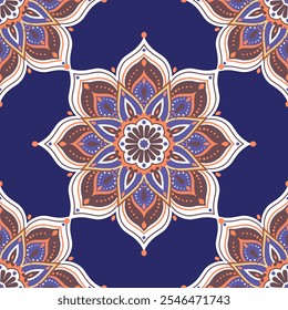 Patrón sin fisuras con adorno de mandala. Motivos tradicionales árabes e indios. Ideal para la tela y la materia textil, el Fondo de pantalla, el embalaje o cualquier idea deseada.