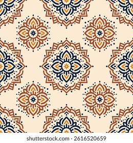 Seamless pattern with mandala ornament. Traditional Arabic, Indian motifs. Great for fabric and textile, wallpaper, packaging or any desired idea.