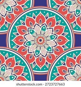 Patrón sin fisuras con adorno de mandala. Motivos tradicionales árabes e indios. Ideal para la tela y la materia textil, el Fondo de pantalla, el embalaje o cualquier idea deseada.