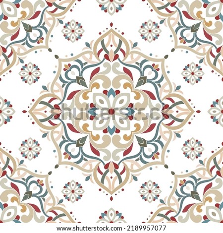 Seamless pattern with mandala ornament. Traditional Arabic, Indian motifs. Great for fabric and textile, wallpaper, packaging or any desired idea.