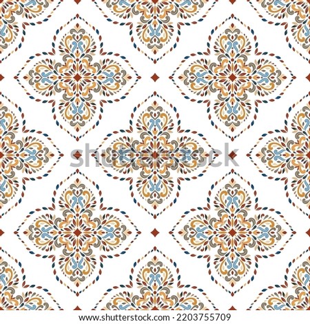 Seamless pattern with mandala ornament. Traditional Arabic, Indian motifs. Great for fabric and textile, wallpaper, packaging or any desired idea.