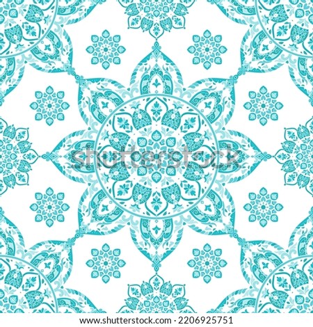 Seamless pattern with mandala ornament. Traditional Arabic, Indian motifs. Great for fabric and textile, wallpaper, packaging or any desired idea.