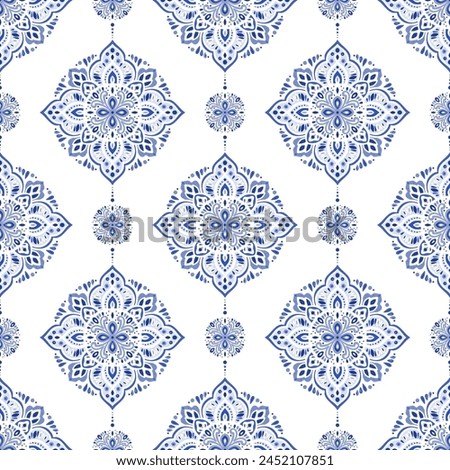 Seamless pattern with mandala ornament. Traditional Arabic, Indian motifs. Great for fabric and textile, wallpaper, packaging or any desired idea.