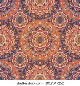 Seamless pattern mandala ornament. Vintage decorative elements. Hand drawn oriental background