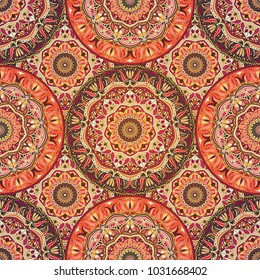 Seamless pattern mandala ornament. Vintage decorative elements. Hand drawn oriental background