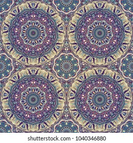 Seamless pattern mandala ornament. Vintage decorative elements. Hand drawn oriental background