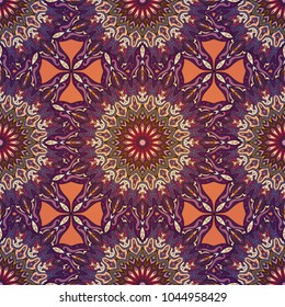 Seamless pattern mandala ornament. Vintage decorative elements. Hand drawn oriental background