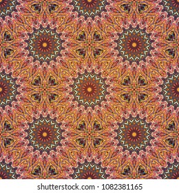 Seamless pattern mandala ornament. Vintage decorative elements. Hand drawn oriental background