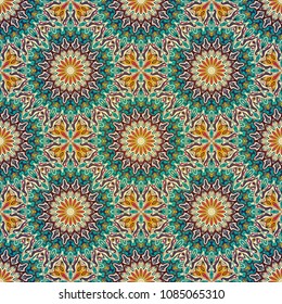 Seamless pattern mandala ornament. Vintage decorative elements. Hand drawn oriental background