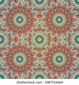 Seamless pattern mandala ornament. Vintage decorative elements. Hand drawn oriental background