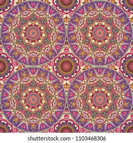 Seamless pattern mandala ornament. Vintage decorative elements. Hand drawn oriental background