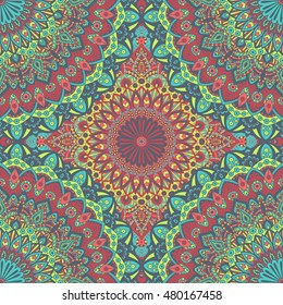 Seamless pattern mandala ornament. Vintage decorative elements. Hand drawn oriental background. Tribal motifs.