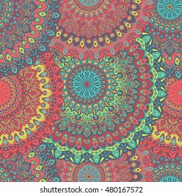 Seamless pattern mandala ornament. Vintage decorative elements. Hand drawn oriental background. Tribal motifs.