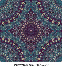 Seamless pattern mandala ornament. Vintage decorative elements. Hand drawn oriental background. Tribal motifs.
