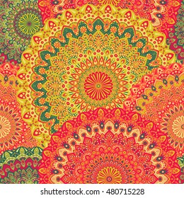 Seamless pattern mandala ornament. Vintage decorative elements. Hand drawn oriental background. Tribal motifs.