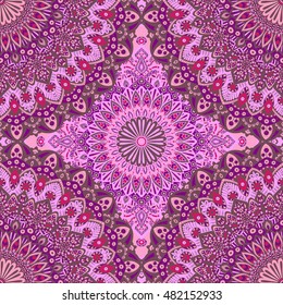 Seamless pattern mandala ornament. Vintage decorative elements. Hand drawn oriental background. Tribal motifs.