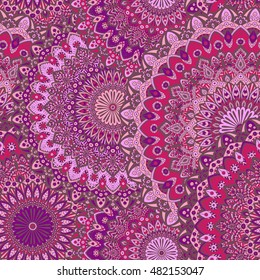 Seamless pattern mandala ornament. Vintage decorative elements. Hand drawn oriental background. Tribal motifs.