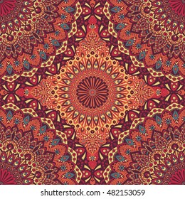 Seamless pattern mandala ornament. Vintage decorative elements. Hand drawn oriental background. Tribal motifs.